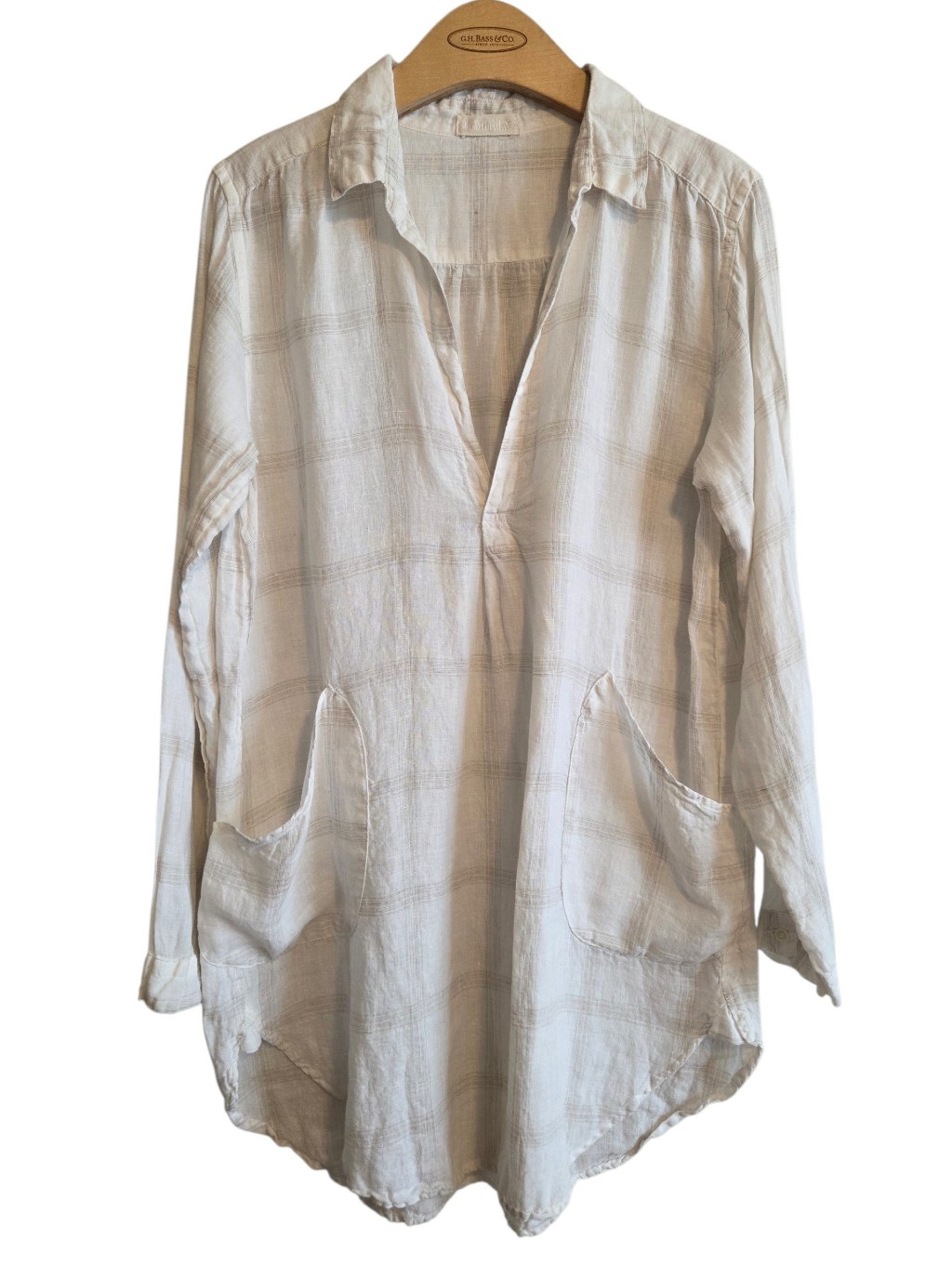 Cp Shades Linen Teton Tunic Sz S Deep Split V-Neck Collar Beach Vacation Resort